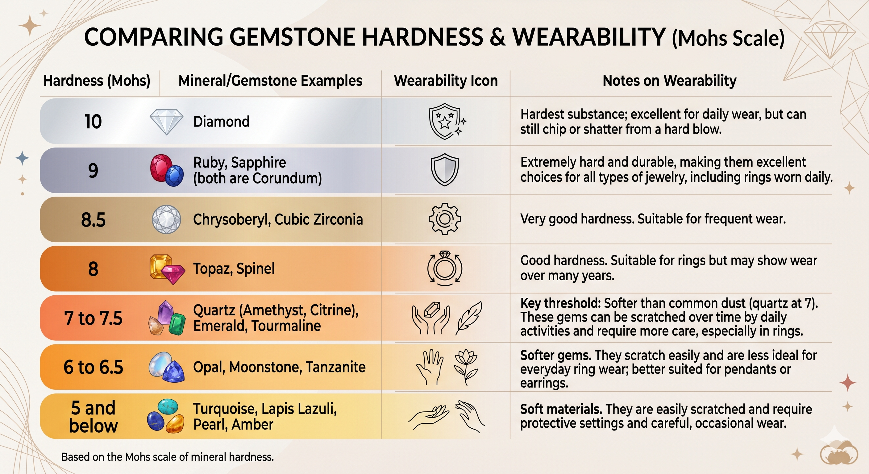 common gems fall on the Mohs scale